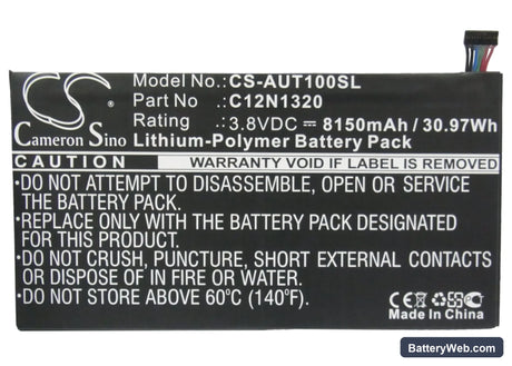 Asus Transformer Book T100 Replacement Battery, 3.8V, 8150mAh, Li-Polymer 5