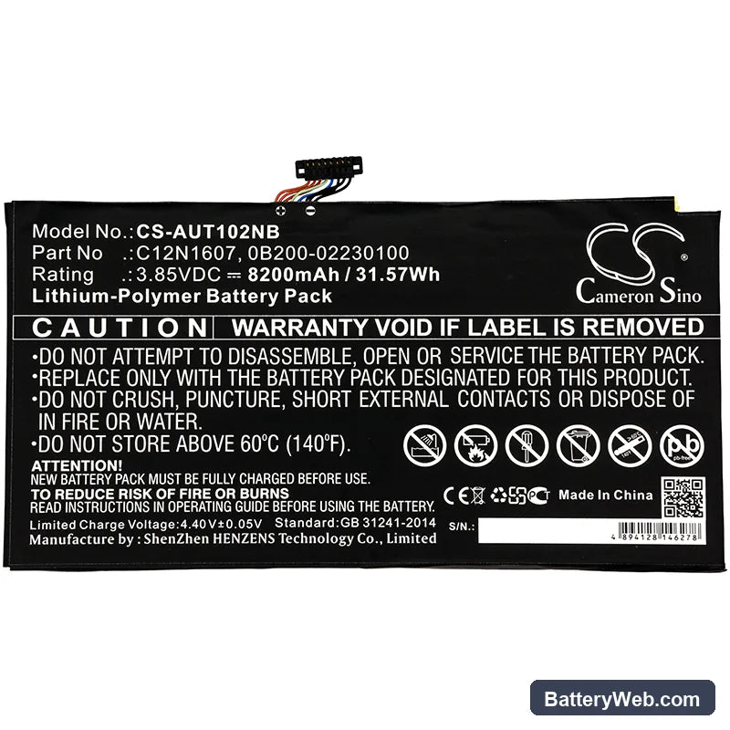 Asus Transformer Mini Replacement Battery, 3.85V, 8200mAh, Li-Polymer 3