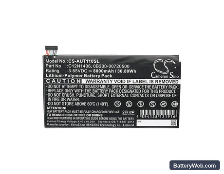 Asus Transformer Book T100TAL Replacement Battery, 3.85V, 8000mAh, Li-Polymer 5