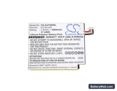 Asus Transformer Book T200TA Replacement Battery, 7.6V, 4900mAh, Li-Polymer 5
