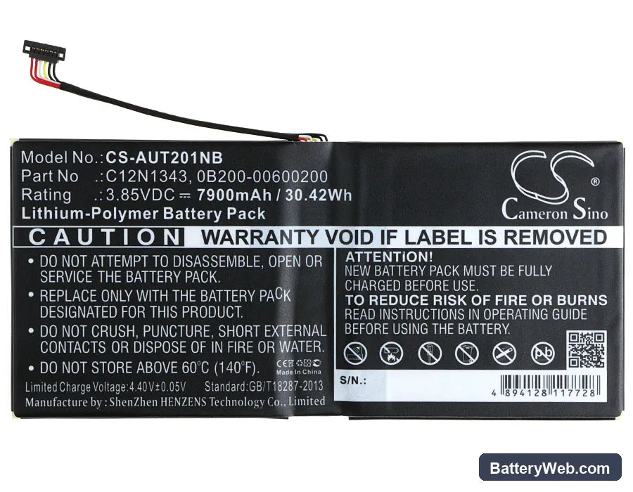 Asus Transformer Book TX201LAF Replacement Battery, 3.85V, 7900mAh, Li-Polymer 5