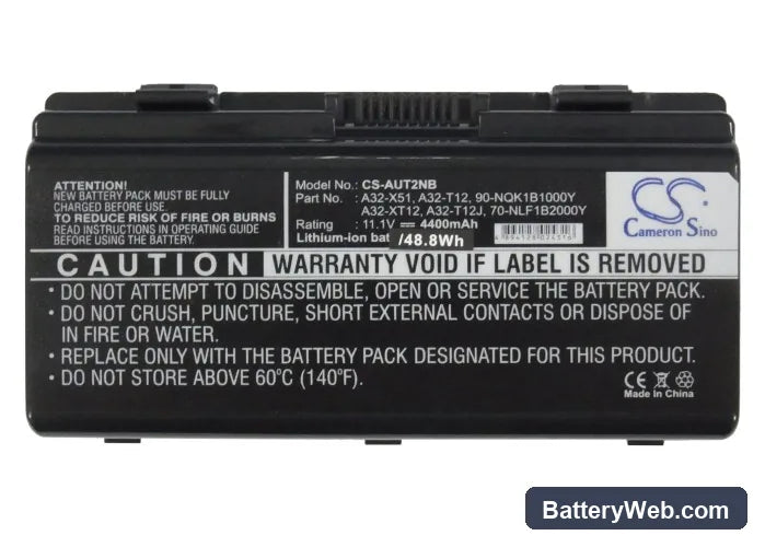 Asus X51RL Replacement Battery, 11.1V, 4400mAh, Li-ion 5