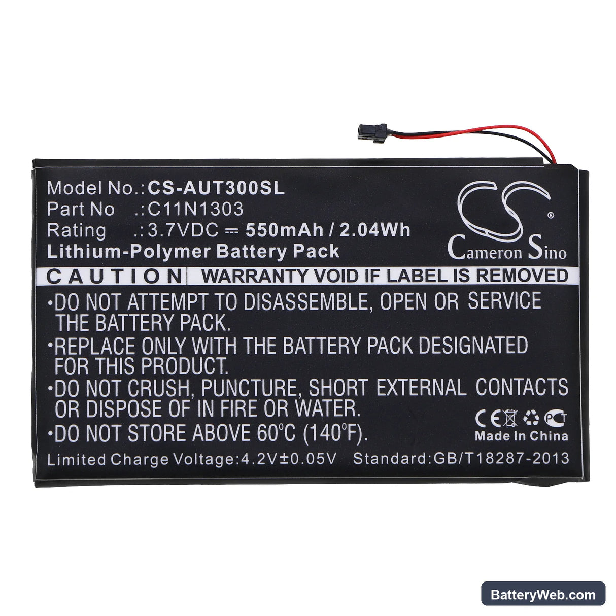 Asus Transformer Book T300LA Replacement Battery, 3.7V, 550mAh, Li-Polymer 3