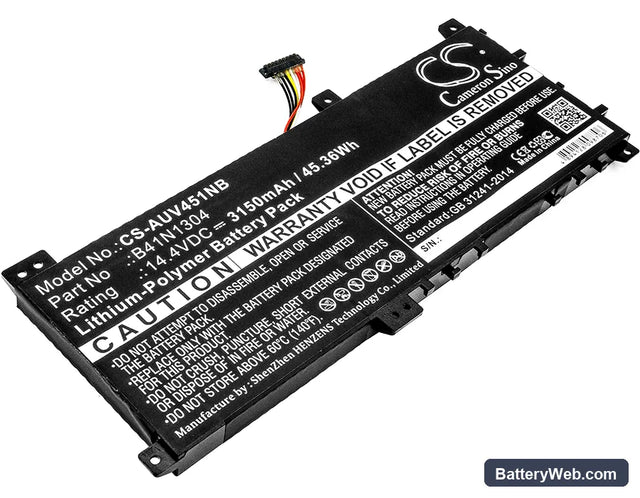 Asus VivoBook V451LA Replacement Battery, 14.4V, 3150mAh, Li-Polymer 1