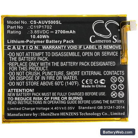 Asus ZenFone V Live Replacement Battery, 3.85V, 2700mAh, Li-Polymer 3