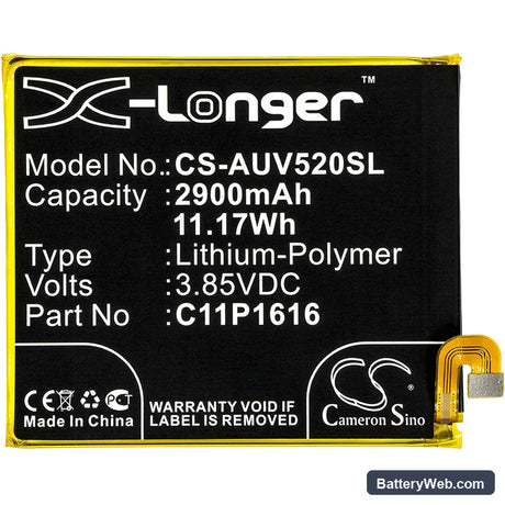 Asus ZenFone V Replacement Battery, 3.85V, 2900mAh, Li-Polymer 3