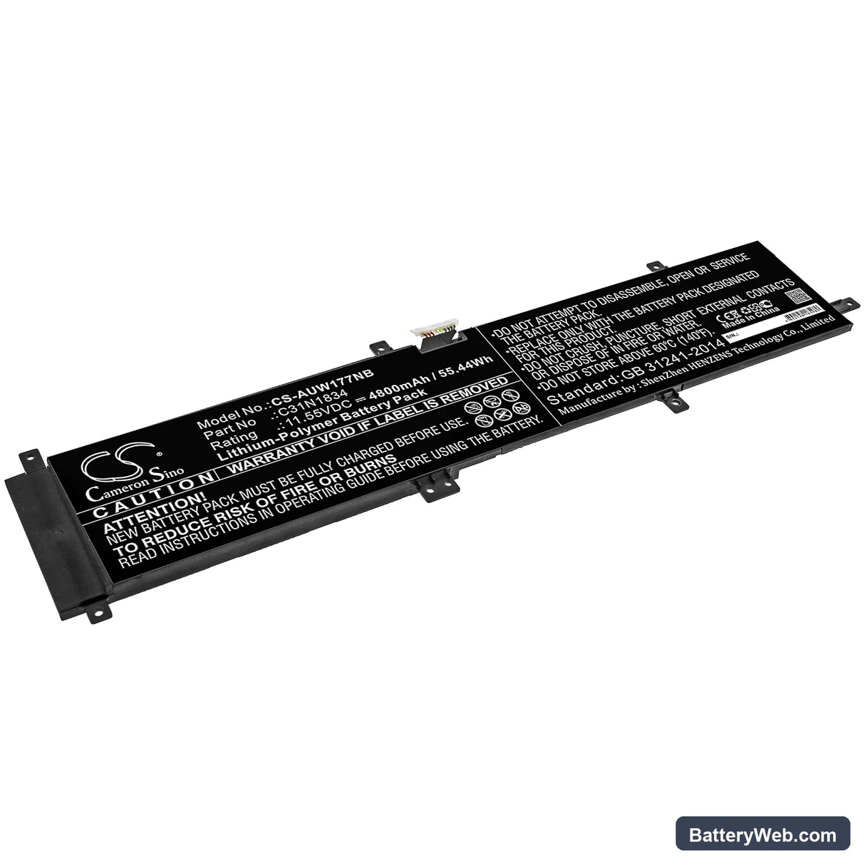 Asus ProArt StudioBook 17 W700G2T Replacement Battery, 11.55V, 4800mAh, Li-Polymer 1