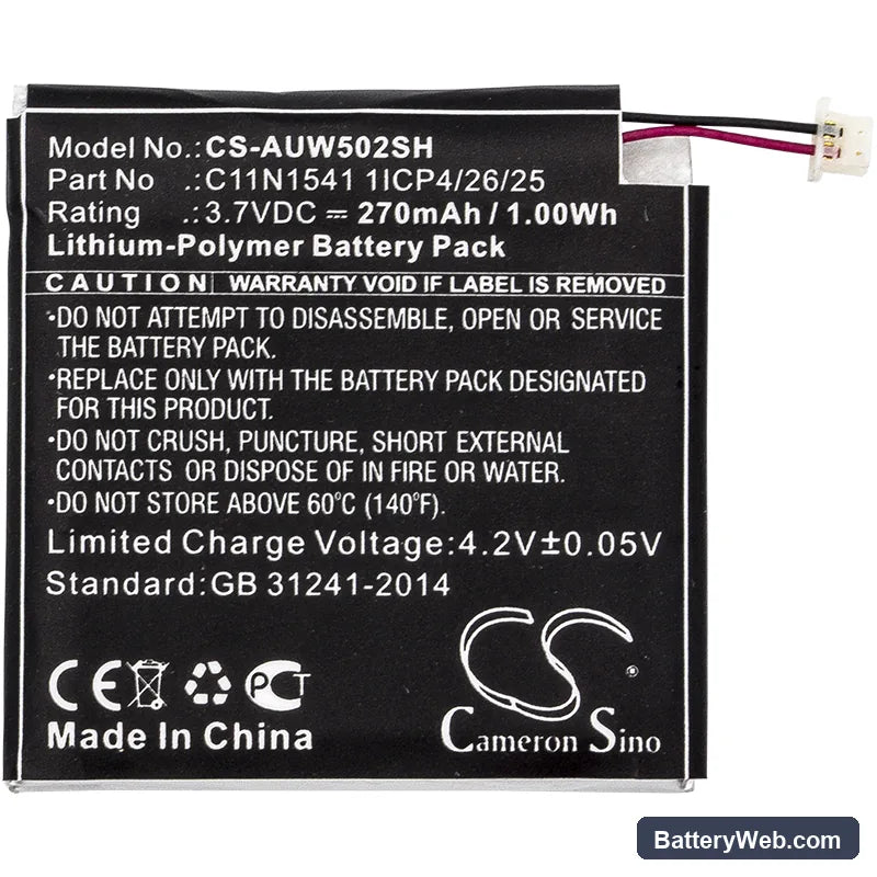 Asus ZenWatch 2 Replacement Battery, 3.7V, 270mAh, Li-Polymer 3