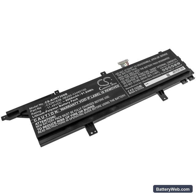 Asus ProArt StudioBook Pro X W730G5T-H8052R Replacement Battery, 11.48V, 8000mAh, Li-Polymer 1