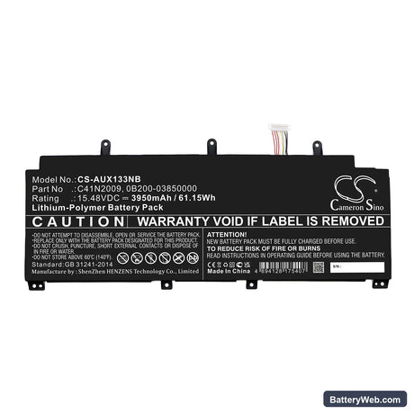 Asus ROG Flow X13 GV301QH-K6028T Replacement Battery, 15.48V, 3950mAh, Li-Polymer 3