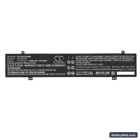 Asus ROG Flow X16 GV601RE-M5057X Replacement Battery, 15.52V, 5800mAh, Li-Polymer 3