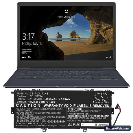 Asus ZenBook 13 UX331UN-EG011T Replacement Battery, 11.55V, 4150mAh, Li-Polymer 5