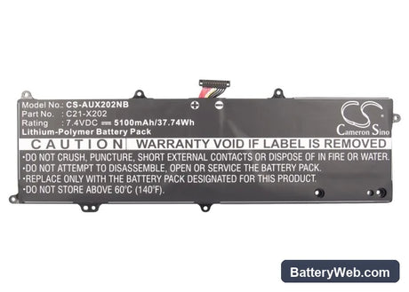 Asus VivoBook S200 Replacement Battery, 7.4V, 5100mAh, Li-Polymer 5