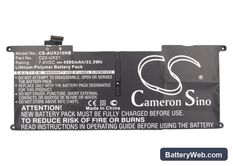 Asus UX21 Replacement Battery, 7.4V, 4500mAh, Li-Polymer 5