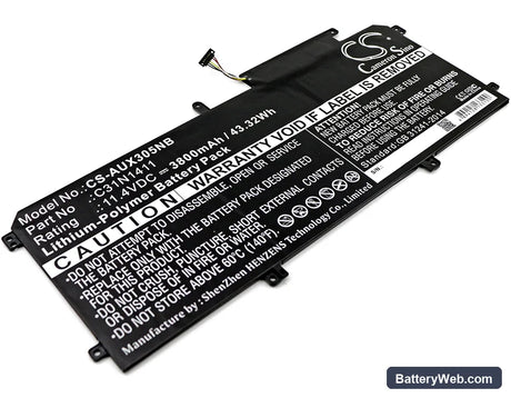 Asus U305CA6Y30 Replacement Battery, 11.4V, 3800mAh, Li-Polymer 1
