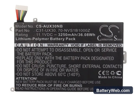 Asus UX30KU Replacement Battery, 11.1V, 3250mAh, Li-Polymer 5
