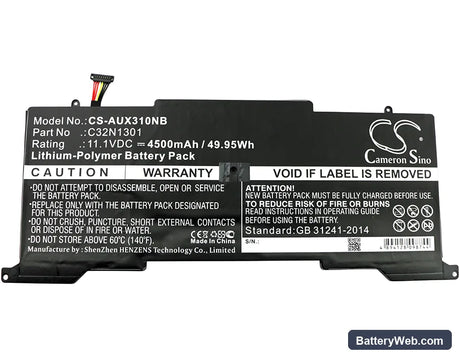 Asus Zenbook UX31LA Replacement Battery, 11.1V, 4500mAh, Li-Polymer 5