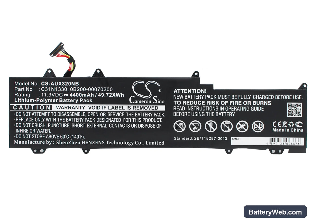 Asus Zenbook UX32LN Replacement Battery, 11.3V, 4400mAh, Li-Polymer 1