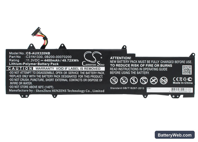 Asus Zenbook UX32LN Replacement Battery, 11.3V, 4400mAh, Li-Polymer 1