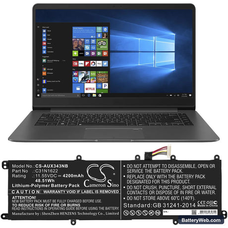 Asus UX530UQ-FY058R Replacement Battery, 11.55V, 4200mAh, Li-Polymer 5