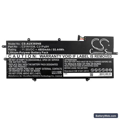 Asus UX360UA Replacement Battery, 11.55V, 4800mAh, Li-Polymer 3