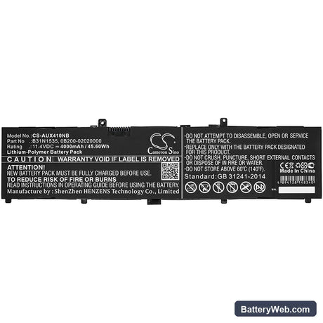 Asus UX310 Replacement Battery, 11.4V, 4000mAh, Li-Polymer 3