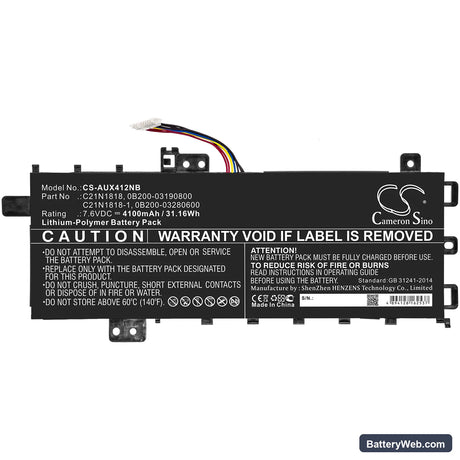 Asus A412FA Replacement Battery, 7.6V, 4100mAh, Li-Polymer 3
