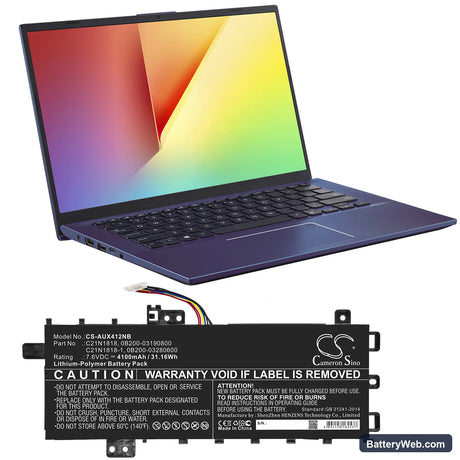 Asus A412FA Replacement Battery, 7.6V, 4100mAh, Li-Polymer 5