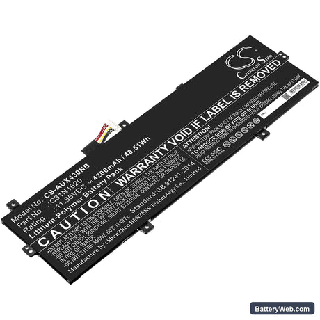 Asus BX430 Replacement Battery, 11.55V, 4200mAh, Li-Polymer 1