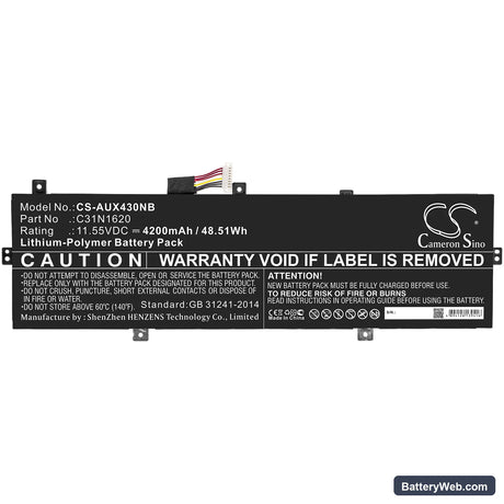 Asus BX430 Replacement Battery, 11.55V, 4200mAh, Li-Polymer 3