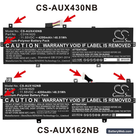 Asus BX430 Replacement Battery, 11.55V, 4200mAh, Li-Polymer 5