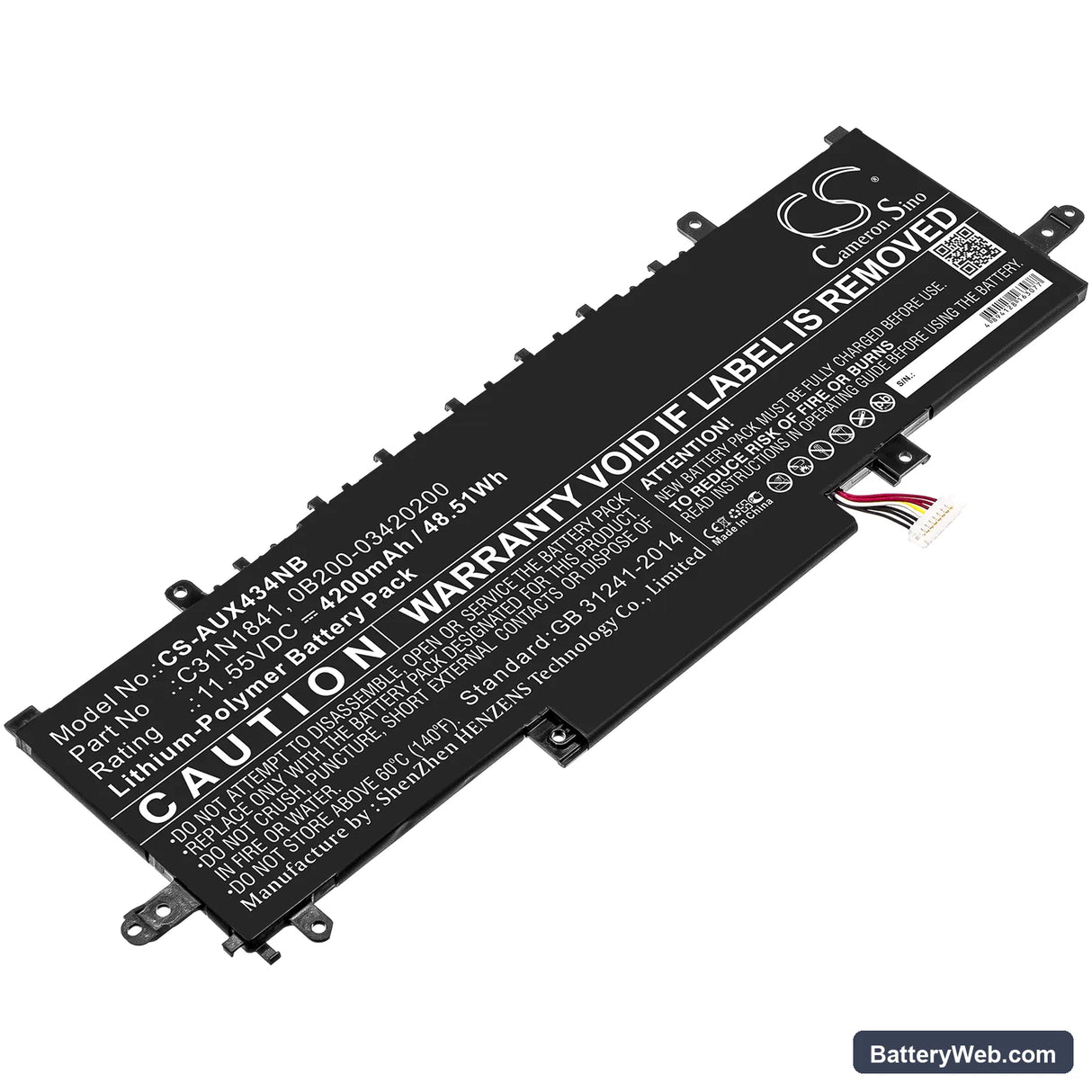 Asus ZenBook 14 UX434FL-AI034R Replacement Battery, 11.55V, 4200mAh, Li-Polymer 1