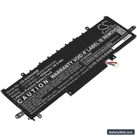 Asus ZenBook 14 UX434FL-AI034R Replacement Battery, 11.55V, 4200mAh, Li-Polymer 1