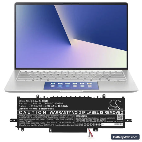 Asus ZenBook 14 UX434FL-AI034R Replacement Battery, 11.55V, 4200mAh, Li-Polymer 5