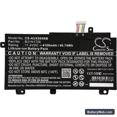 Asus FX504 Replacement Battery, 11.4V, 4100mAh, Li-ion 4