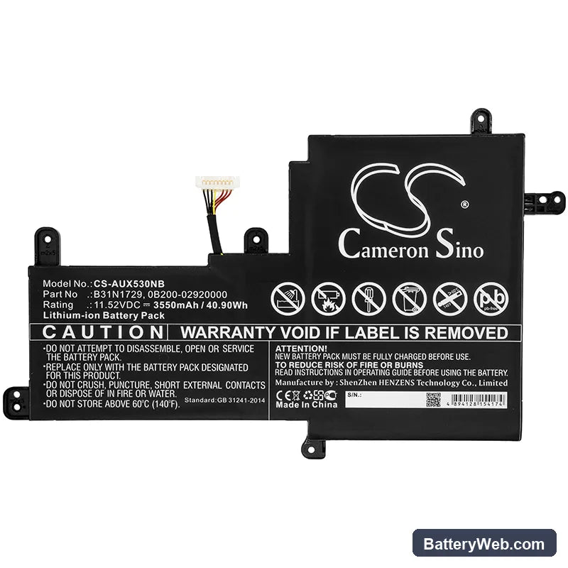 Asus VivoBook S15 S530UA Replacement Battery, 11.52V, 3550mAh, Li-ion 3