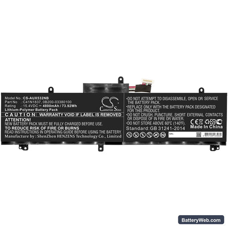 Asus GX532GV Replacement Battery, 15.4V, 4800mAh, Li-Polymer 3