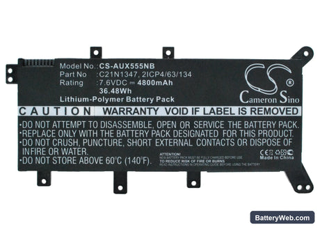Asus X555 Replacement Battery, 7.6V, 4800mAh, Li-Polymer 5