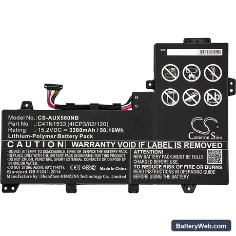 Asus UX560UQ Replacement Battery, 15.2V, 3300mAh, Li-Polymer 3