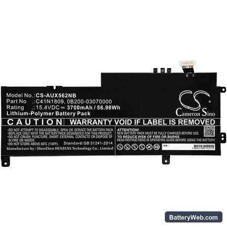 Asus UX562 Replacement Battery, 15.4V, 3700mAh, Li-Polymer 3