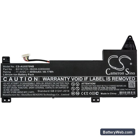 Asus X570 Replacement Battery, 11.4V, 4050mAh, Li-ion 3