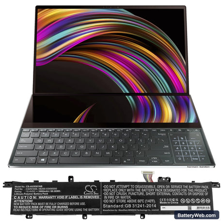 Asus ZenBook Pro Duo UX581GV-H2004T Replacement Battery, 15.4V, 3900mAh, Li-Polymer 5