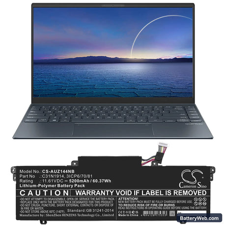 Asus Zenbook 14 UX435EG-AI084T Replacement Battery, 11.61V, 5200mAh, Li-Polymer 6