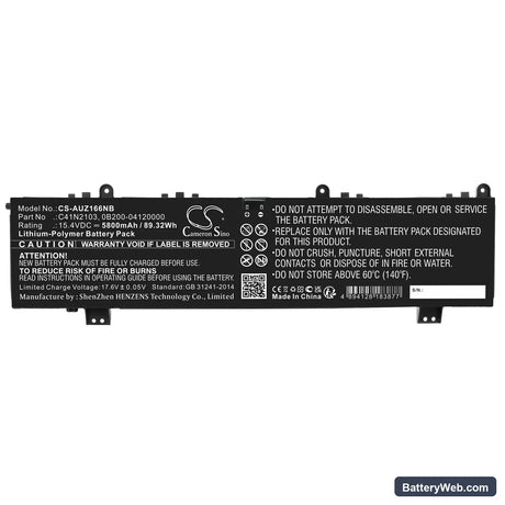 Asus ROG Zephyrus Duo 16 GX650RM-LS016W Replacement Battery, 15.4V, 5800mAh, Li-Polymer 3