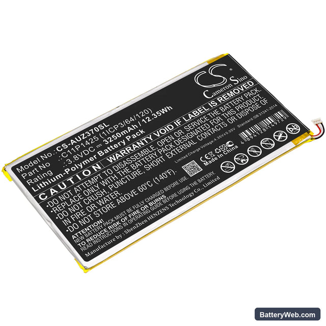 Asus ZenPad 7.0 Z370C Replacement Battery, 3.8V, 3250mAh, Li-Polymer 1