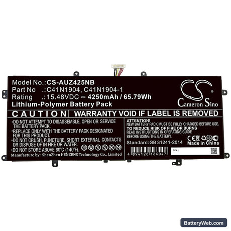 Asus ZenBook 14 UM425IA-R5DRDSB1 Replacement Battery, 15.48V, 4250mAh, Li-Polymer 3