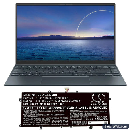 Asus ZenBook 14 UM425IA-R5DRDSB1 Replacement Battery, 15.48V, 4250mAh, Li-Polymer 5