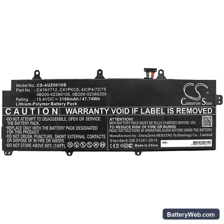 Asus ROG Zephyrus GX501VS-XS71 Replacement Battery, 15.4V, 3100mAh, Li-Polymer 3