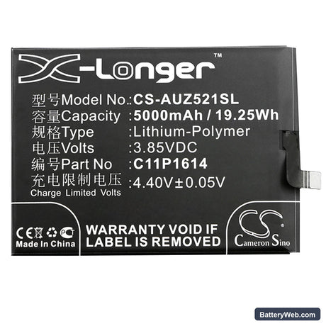 Asus ZenFone 3s Max Replacement Battery, 3.85V, 5000mAh, Li-Polymer 3