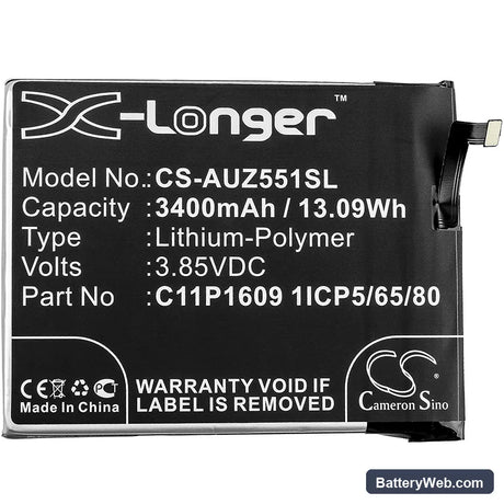 Asus Zenfone 3 Max 5.5 Replacement Battery, 3.85V, 3400mAh, Li-Polymer 3